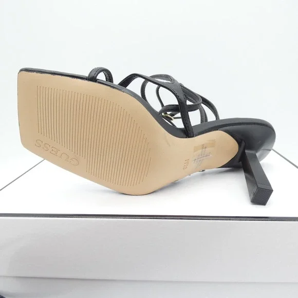 GUESS Leeba Black Strappy Square Toe Wrap Around High Heel Sandals 6.5M NEW - Picture 4 of 7